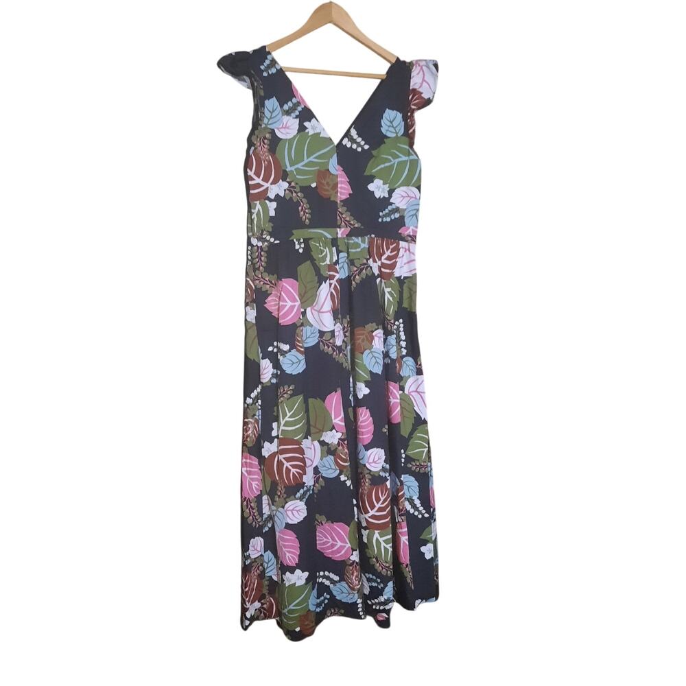 Boden Rare Womens Floral Andrea Frill Sleeve Maxi Dress Size 12R - Picture 4 of 7